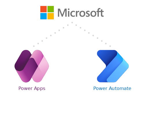 Microsoft Power Apps and Power Automate logos